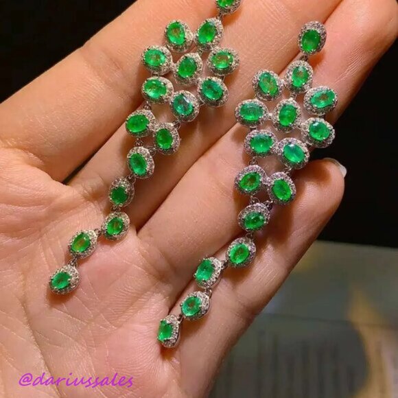 Jewelry - Natural Emerald 925 Silver fashion Earrings